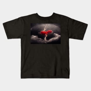 Red Broken Heart in the Clouds /  Broken Hearts Unwind Designs Kids T-Shirt